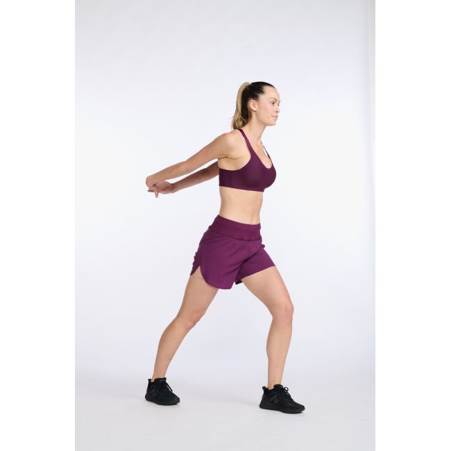 2XU - Pantaloni scurti de alergare pentru femei Aero 5 inch Shorts - visiniu mov sfecla argintiu reflectorizant