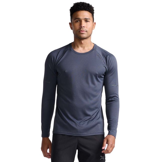2XU - bluza tehnica pentru barbati cu maneca lunga Aero LS - albastru inchis india ink negru reflectorizant