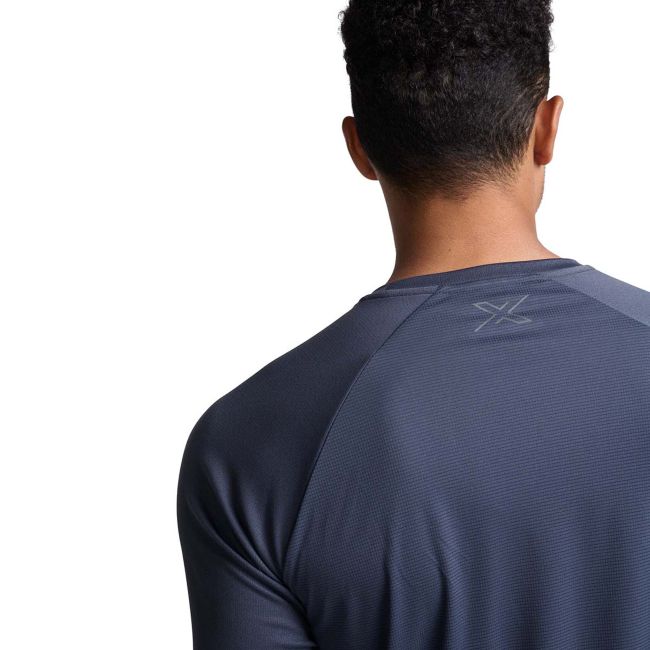 2XU - bluza tehnica pentru barbati cu maneca lunga Aero LS - albastru inchis india ink negru reflectorizant