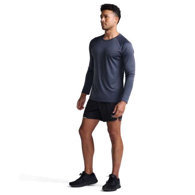 2XU - bluza tehnica pentru barbati cu maneca lunga Aero LS - albastru inchis india ink negru reflectorizant