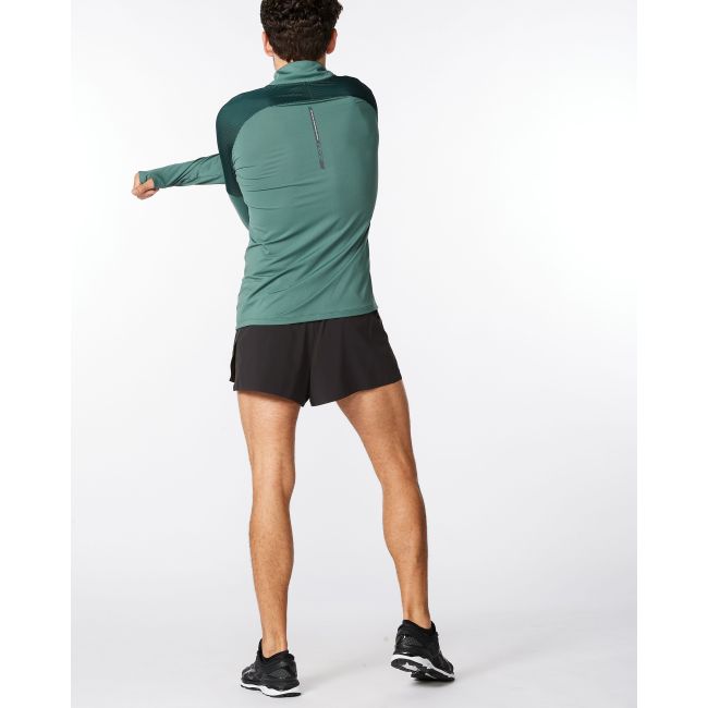 2XU - bluza tehnica pentru barbati maneca lunga cu fermoar 1/2 - Light Speed 1/2 Zip - verde deschis verde inchis sage reflectorizant