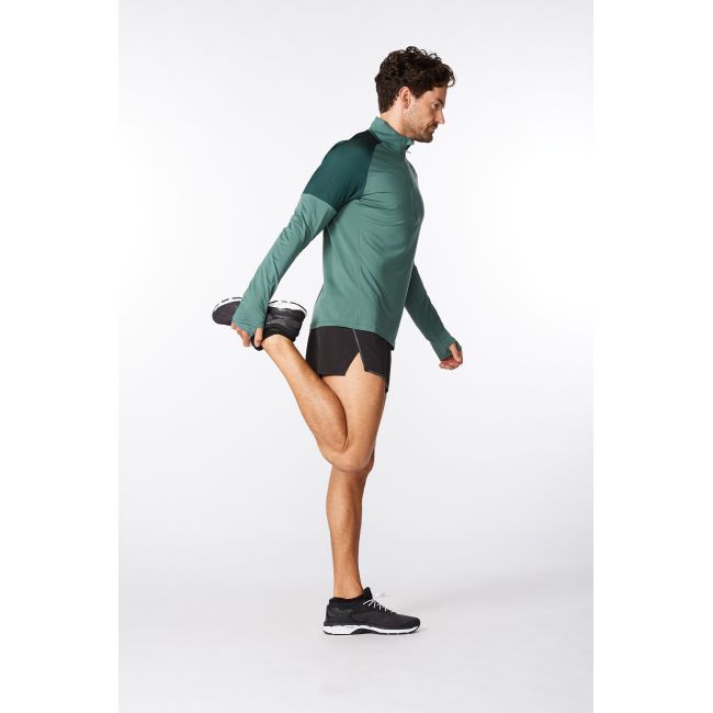 2XU - bluza tehnica pentru barbati maneca lunga cu fermoar 1/2 - Light Speed 1/2 Zip - verde deschis verde inchis sage reflectorizant