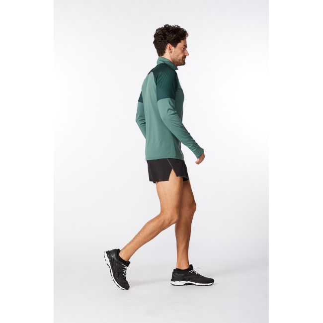 2XU - bluza tehnica pentru barbati maneca lunga cu fermoar 1/2 - Light Speed 1/2 Zip - verde deschis verde inchis sage reflectorizant