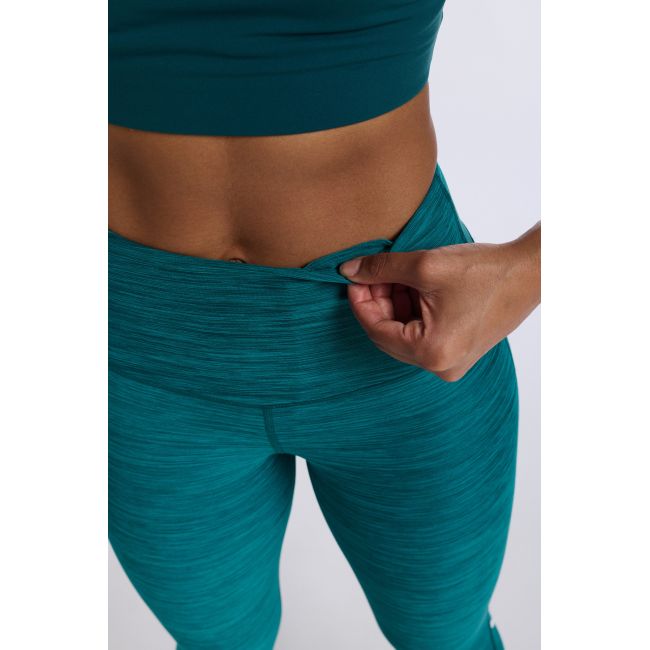 2XU - colanti compresie lungi femei Motion Print Mid Rise Compression Tights - verde inchis deep jade marled