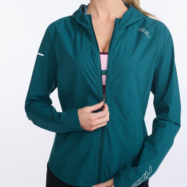 2XU - jacheta impermeabila cu elemente reflectorizante - Light Speed Waterproof Jacket - albastra jade