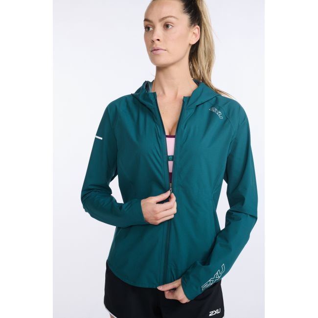 2XU - jacheta impermeabila cu elemente reflectorizante - Light Speed Waterproof Jacket - albastra jade
