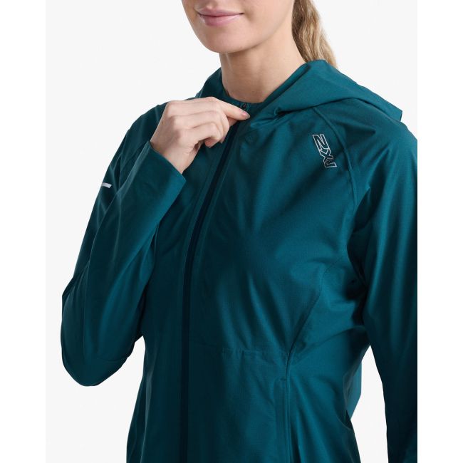 2XU - jacheta impermeabila cu elemente reflectorizante - Light Speed Waterproof Jacket - albastra jade