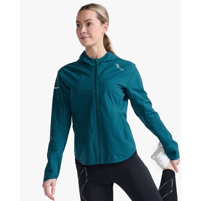 2XU - jacheta impermeabila cu elemente reflectorizante - Light Speed Waterproof Jacket - albastra jade