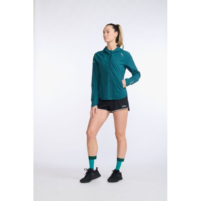2XU - jacheta impermeabila cu elemente reflectorizante - Light Speed Waterproof Jacket - albastra jade