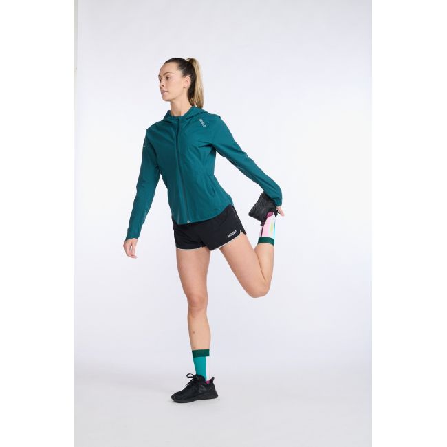 2XU - jacheta impermeabila cu elemente reflectorizante - Light Speed Waterproof Jacket - albastra jade