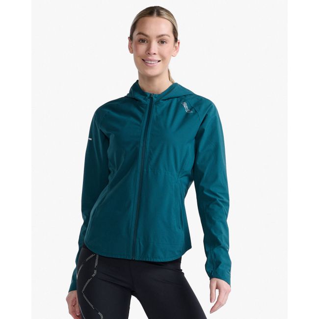 2XU - jacheta impermeabila cu elemente reflectorizante - Light Speed Waterproof Jacket - albastra jade