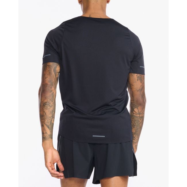 2XU - tricou tehnic pentru barbati Light Speed Tech Tee - negru gri reflectorizant