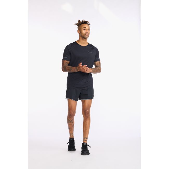 2XU - tricou tehnic pentru barbati Light Speed Tech Tee - negru gri reflectorizant