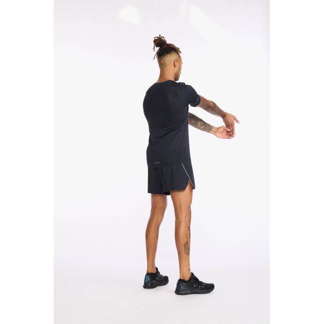 2XU - tricou tehnic pentru barbati Light Speed Tech Tee - negru gri reflectorizant