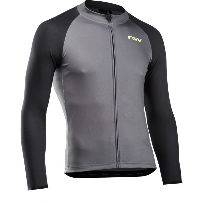 Northwave - bluza ciclism pentru barbati maneca lunga Blade 4 jersey - gri inchis gri deschis galben fluo