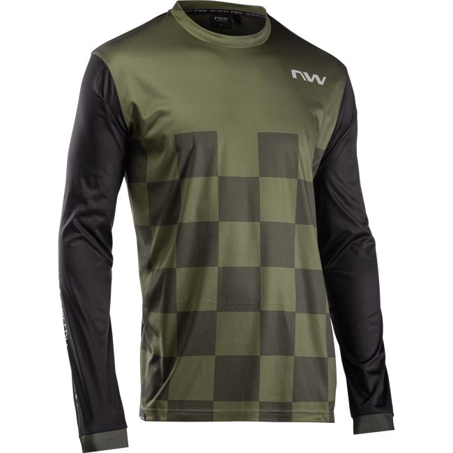Northwave - bluza ciclism pentru barbati maneca lunga sharp jersey verde army negru