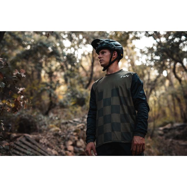 Northwave - bluza ciclism pentru barbati maneca lunga sharp jersey verde army negru