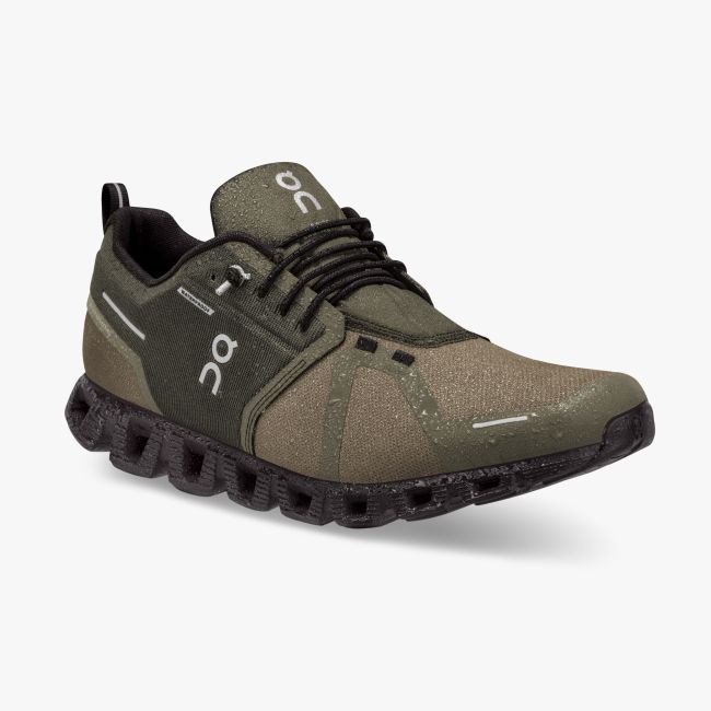 On Cloud 5 Waterproof - pantofi alergare pentru barbati - verde maro maslina negru