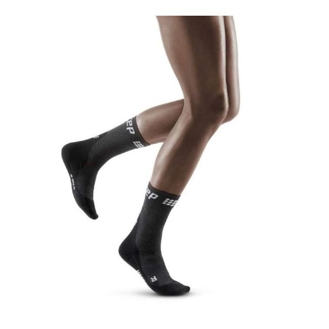 CEP - sosete scurte compresie 18cm pentru femei iarna Winter Short Socks - gri negru