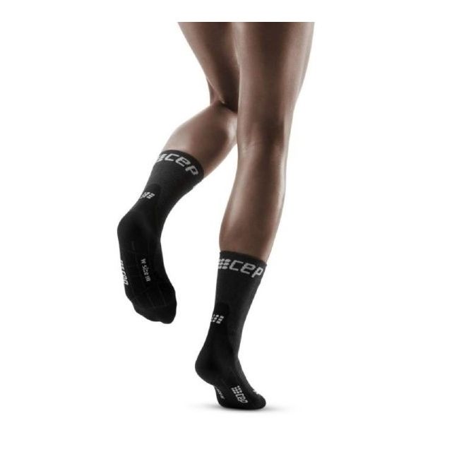 CEP - sosete scurte compresie 18cm pentru femei iarna Winter Short Socks - gri negru