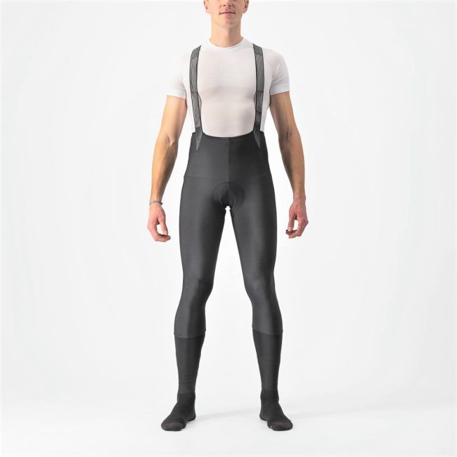 Castelli - pantaloni lungi ciclism pentru barbati cu bretele Semifreddo Bibtights - negru