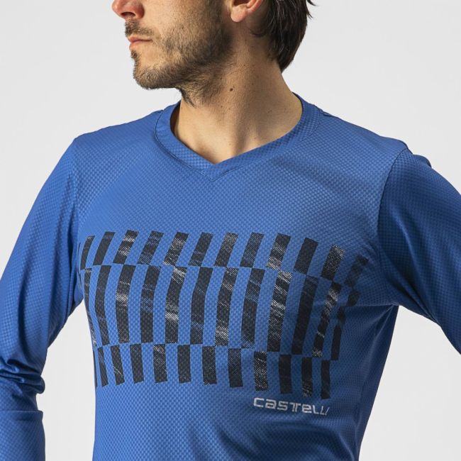 Castelli - tricou ciclism pentru barbati, maneca lunga Trail Tech LS Tee jersey - albastru electric negru