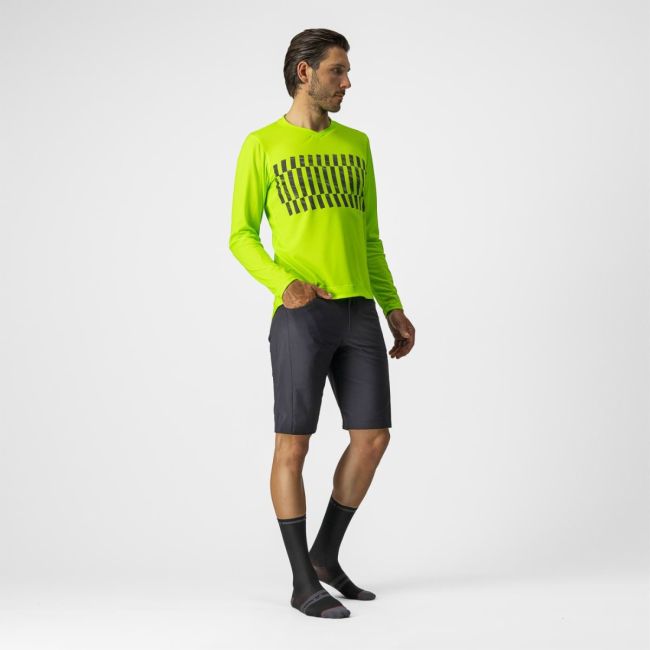 Castelli - tricou ciclism pentru barbati, maneca lunga Trail Tech LS Tee jersey - albastru electric negru