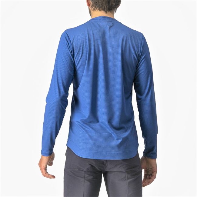 Castelli - tricou ciclism pentru barbati, maneca lunga Trail Tech LS Tee jersey - albastru electric negru