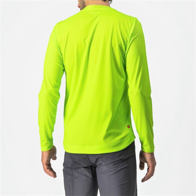 Castelli - tricou ciclism pentru barbati, maneca lunga Trail Tech LS Tee jersey - galben electric fluo lime negru