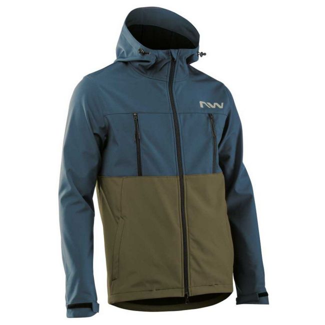 Northwave - jacheta ciclism iarna pentru barbati All mountain Easy Out Softshell - albastru verde army