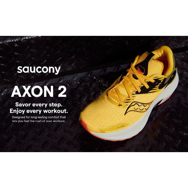 Saucony - pantofi alergare pentru barbati Axon 2 - galben Vizigld portocaliu Vizired negru alb