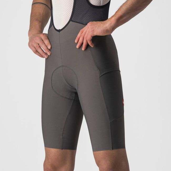 Castelli - pantaloni scurti pentru ciclism cu bretele Unlimited Bibshort - gri inchis forest negru