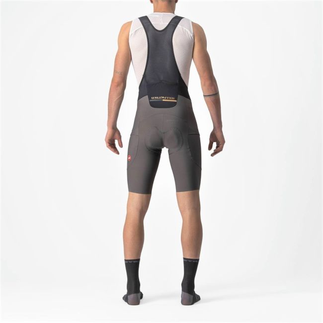 Castelli - pantaloni scurti pentru ciclism cu bretele Unlimited Bibshort - gri inchis forest negru