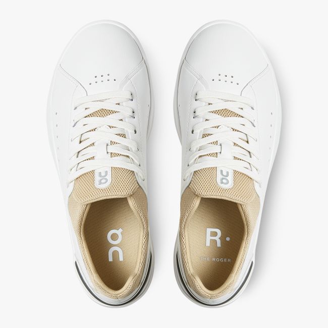 On The ROGER Advantage - pantofi sport pentru femei - alb maro deschis nisip