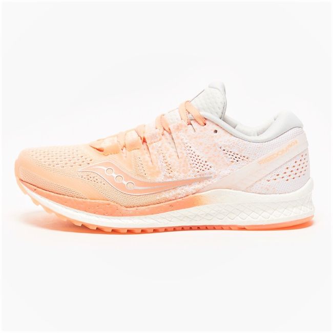Saucony - pantofi alergare pentru femei Freedom Iso 2 - alb portocaliu deschis piersica