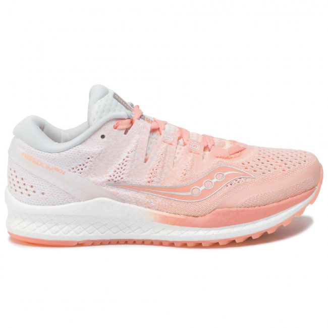 Saucony - pantofi alergare pentru femei Freedom Iso 2 - alb portocaliu deschis piersica