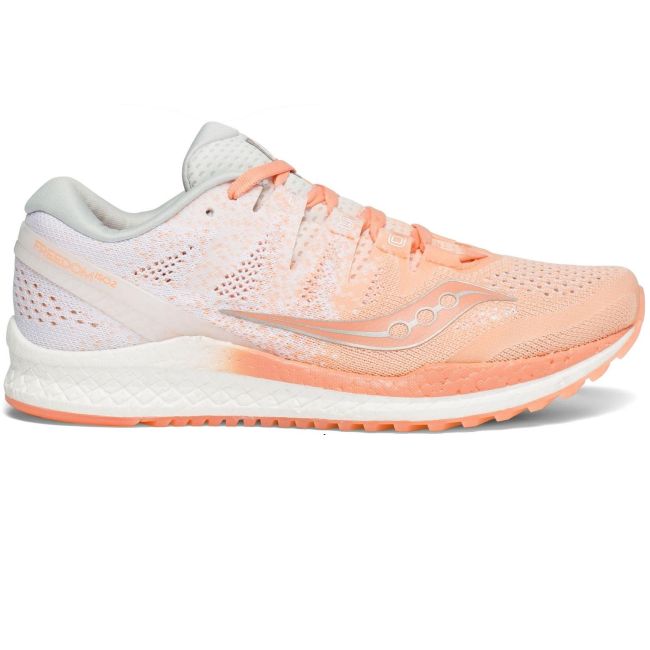Saucony - pantofi alergare pentru femei Freedom Iso 2 - alb portocaliu deschis piersica