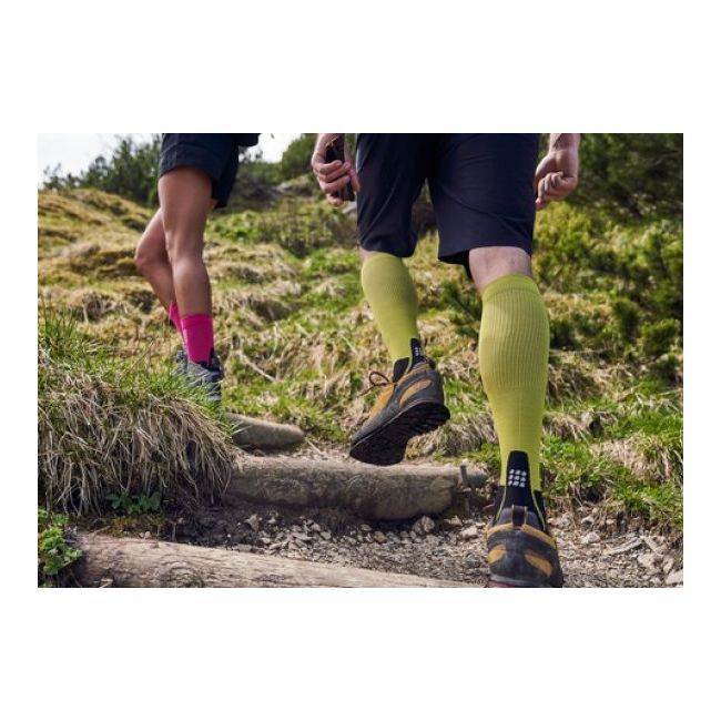 CEP - Sosete compresie inalte merino barbati PRO+ Outdoor Light calf Socks - verde iarba negru