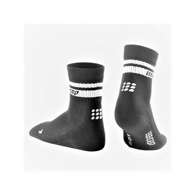 CEP - Sosete medii compresie 18cm pentru barbati Mid Cut 80s - negru alb