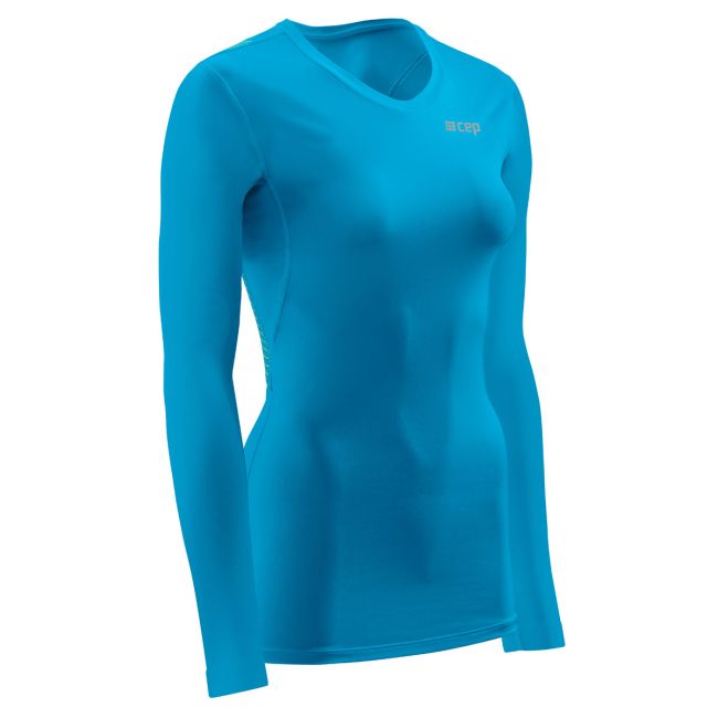CEP - Tricou compresie maneci lungi pentru femei Wingtech Long Sleeve - albastru electric verde