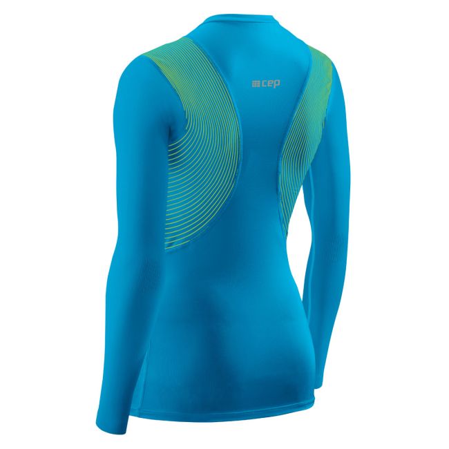 CEP - Tricou compresie maneci lungi pentru femei Wingtech Long Sleeve - albastru electric verde