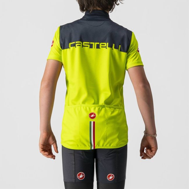 Castelli - tricou ciclism cu maneca scurta pentru copii Neo Prologo Jersey - verde electric lime albastru inchis savile