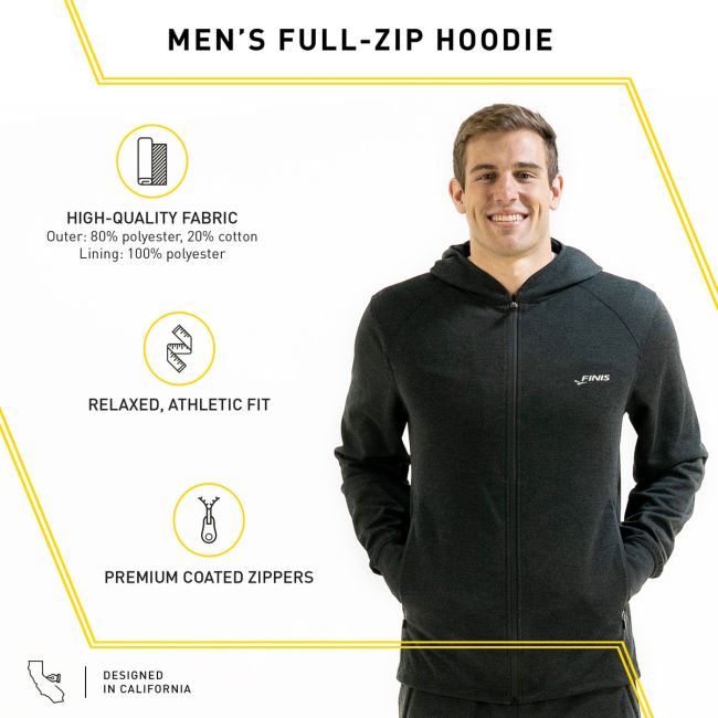 Finis - hanorac bumbac cu fermoar pentru barbati Tech Jacket Mens - negru