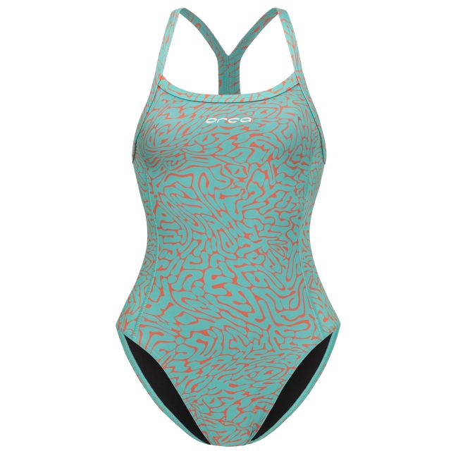Orca - Costum de baie intreg pentru femei Core One Piece - verde deschis diploria portocaliu