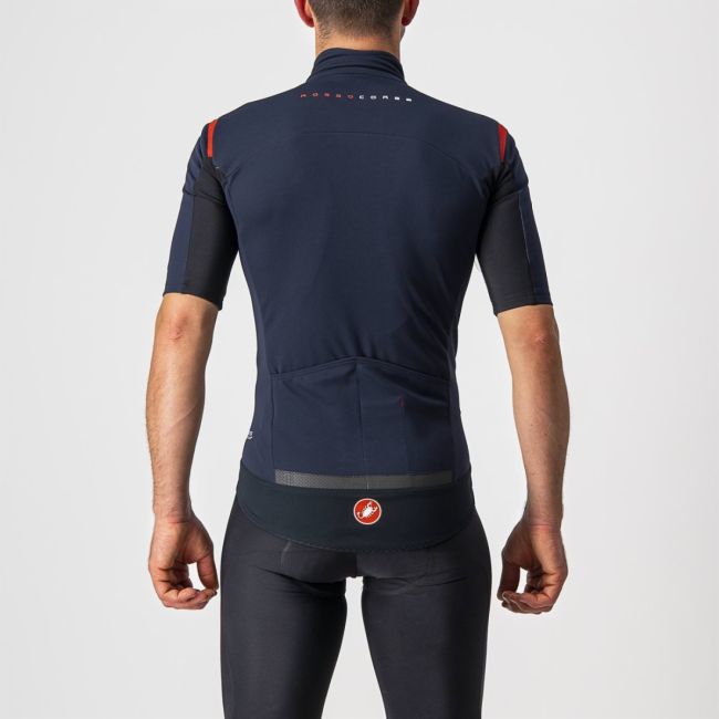Castelli - Jacheta ciclism maneca scurta pentru barbati Gabba RoS - albastru inchis savile portocaliu