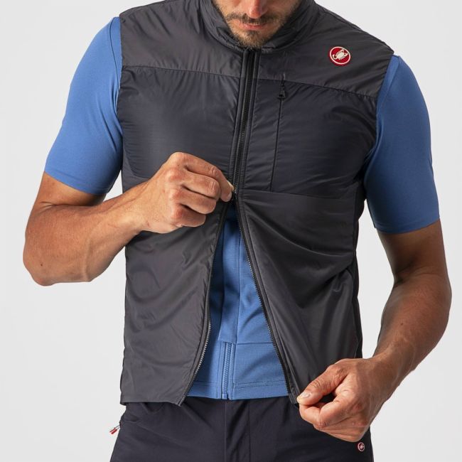 Castelli - vesta ciclism pentru barbati Unlimited Puffy Vest - gri inchis negru argintiu