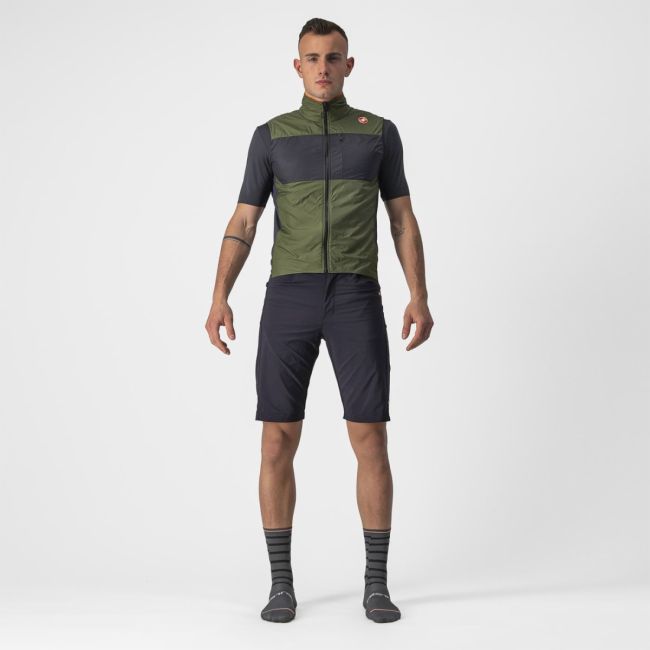 Castelli - vesta ciclism pentru barbati Unlimited Puffy Vest - verde deschis military gri inchis