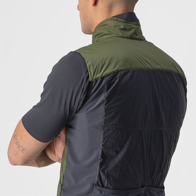 Castelli - vesta ciclism pentru barbati Unlimited Puffy Vest - verde deschis military gri inchis