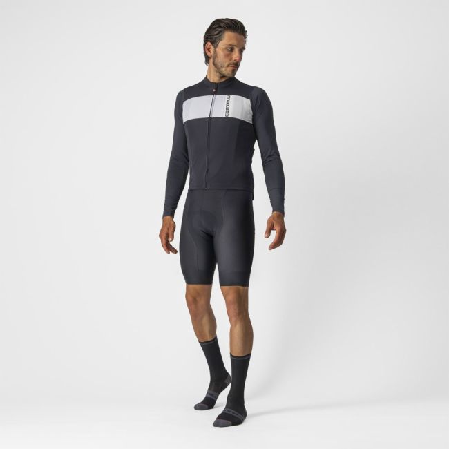 Castelli - tricou ciclism maneca lunga Prologo 7 LS jersey - gri antracit alb