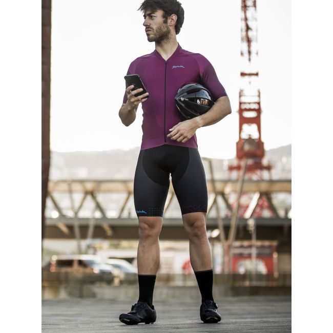 Spiuk - Pantaloni scurti ciclism Max carbon bordeaux bibshort - negru